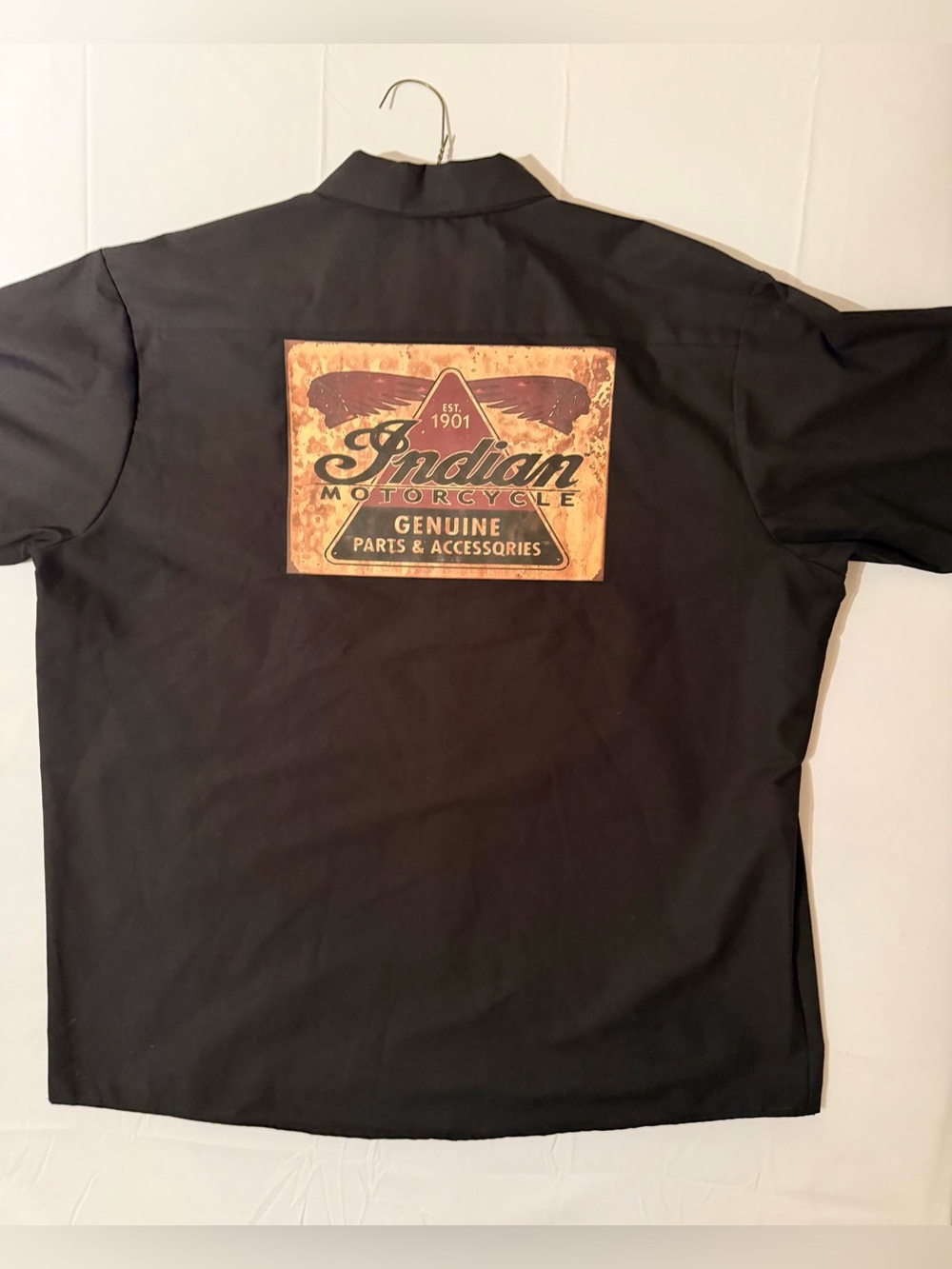 Indian Motorcycles Red Kap Mens 2XL L Short Sleeve Button Down Mechanic Shirt
